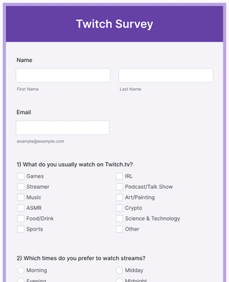 Form Templates: Twitch Survey 