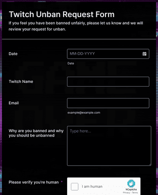 Twitch Unban Request Form