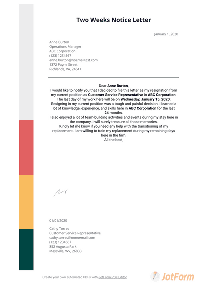 Simple Resignation Letter Pdf Templates Jotform Simple Resignation Letter Pdf Templates Jotform