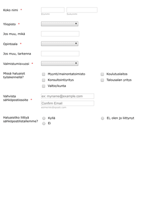 Työmessujen rekisteröintilomake