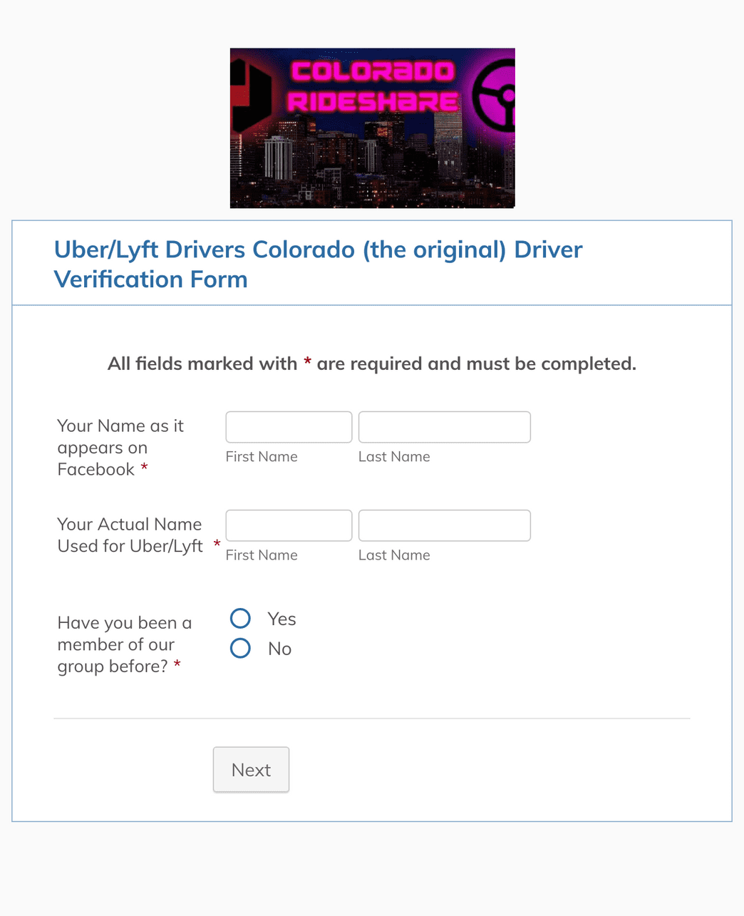 Uber/Lyft Drivers Colorado (the original) Driver Verification Form ...
