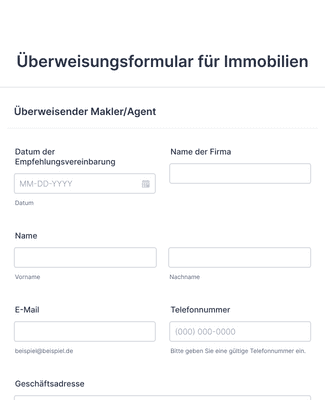 Überweisungsformular Für Immobilien Formularvorlage | Jotform