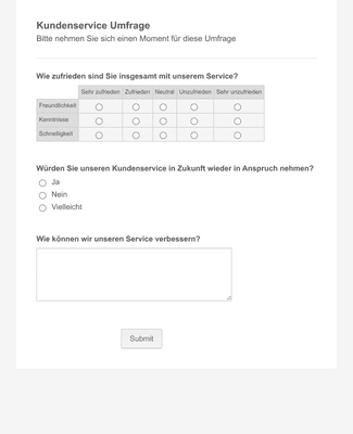 Form Templates: Umfrage über Kundenzufriedenheit
