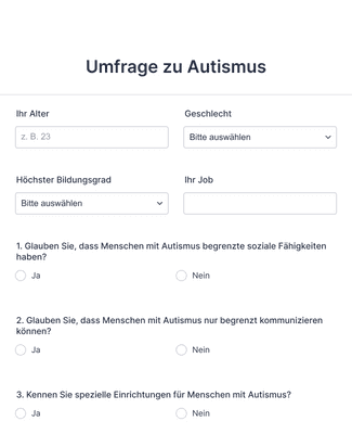 Form Templates: Umfrage zu Autismus