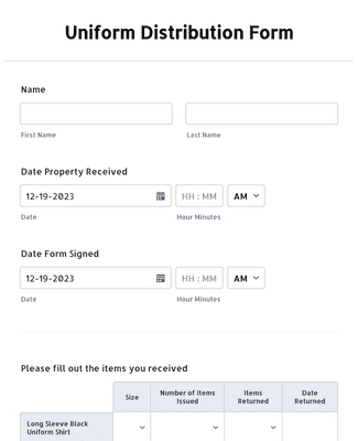 Uniform Distribution Form Template | Jotform