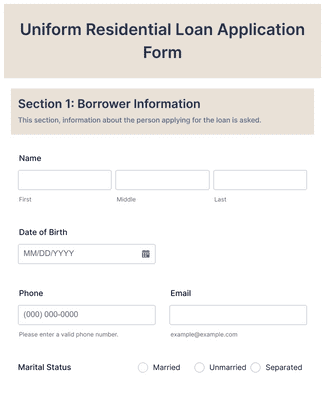 Form Templates: Uniform Residential Loan Application Form