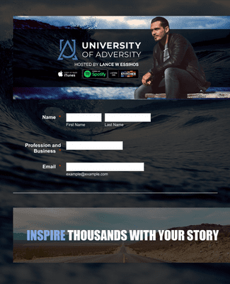 Form Templates: University of Adversity Podcast Guest Application