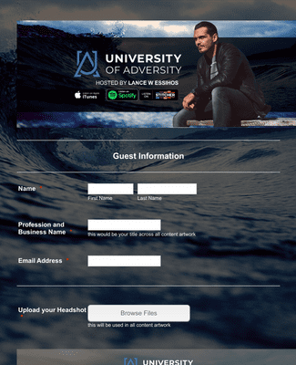 Form Templates: University of Adversity Podcast Guest Form