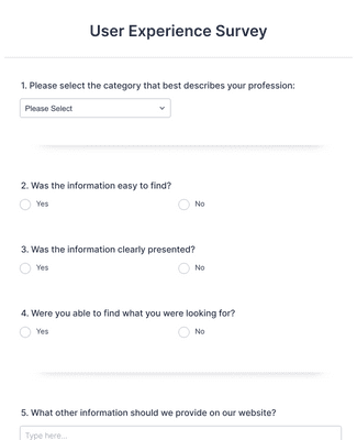 Form Templates: User Experience Survey