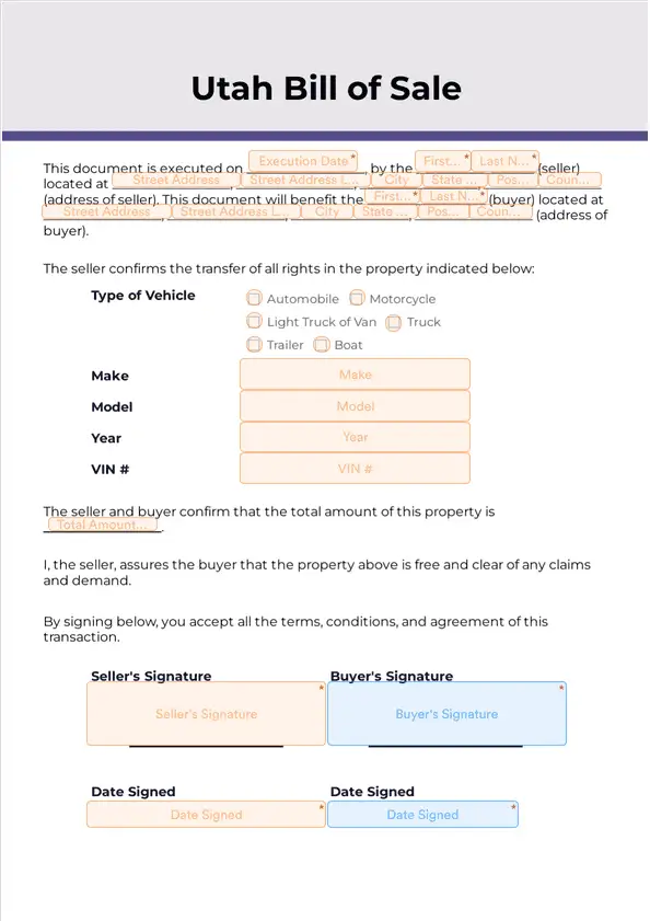 Utah Bill of Sale