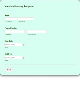 Form Templates: Vacation Itinerary Form