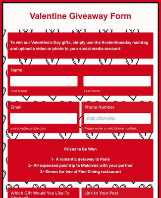 Form Templates: Valentine Giveaway Form
