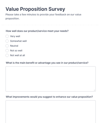 Value Proposition Survey Form Template | Jotform