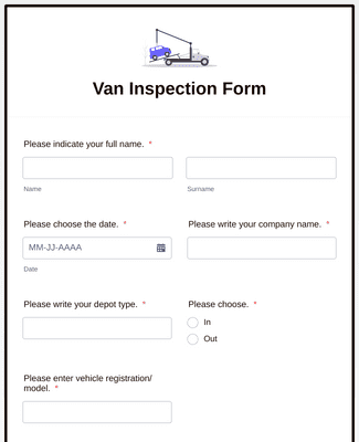 Form Templates: Van Inspection Form