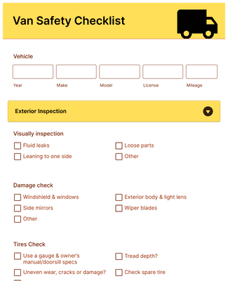 Form Templates: Van Safety Checklist