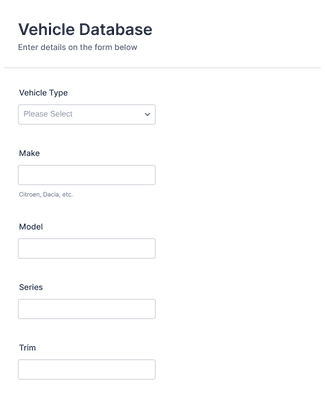 Vehicle Database Form