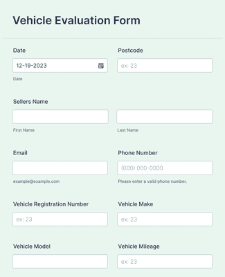 Vehicle Evaluation Form Template | Jotform