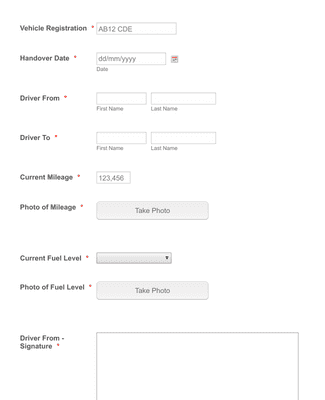 Vehicle Handover Check Form Template | Jotform