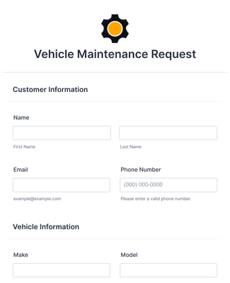 Vehicle Maintenance Request Form Template | Jotform