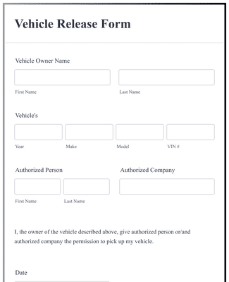Vehicle Release Form Template | Jotform