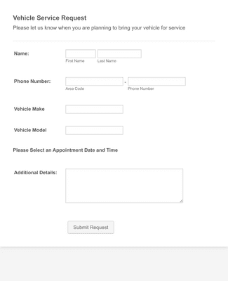 Vehicle Service Request Form Template | Jotform