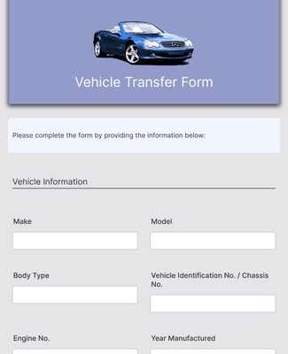 Form Templates: Vehicle Transfer Form