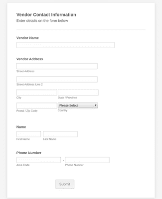 Form Templates: Simple Vendor Contact Form