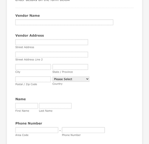 Simple Vendor Contact Form Template | Jotform