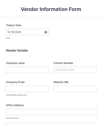 Vendor Information Form Template | Jotform