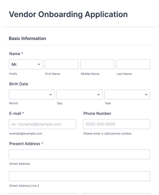 Vendor Onboarding Application Form Template | Jotform