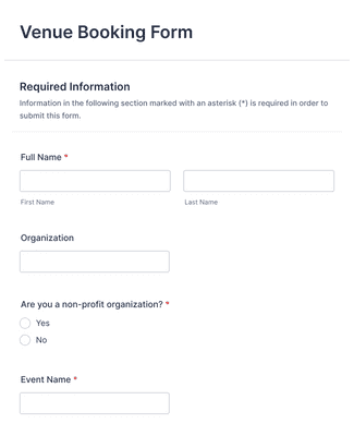 Venue Booking Form Template | Jotform