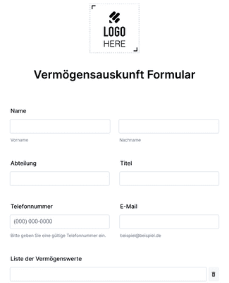 Vermögensauskunft Formular Formularvorlage | Jotform