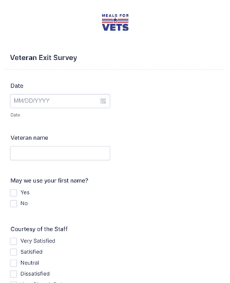 Form Templates: Veteran Exit Survey