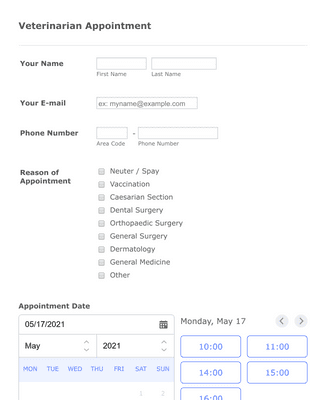 Veterinarian Appointment Form