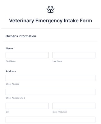 Form Templates: Veterinary Emergency Intake Form