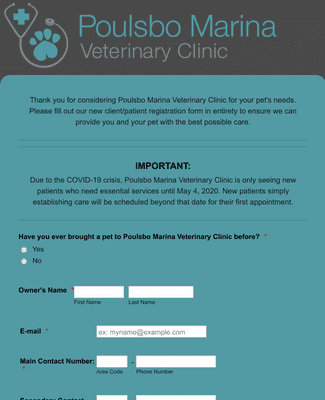 Veterinary New Client Enrollment Form