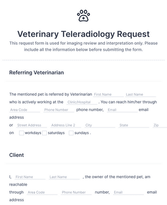 Form Templates: Veterinary Teleradiology Request