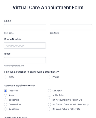 Virtual Care Appointment Form Template | Jotform