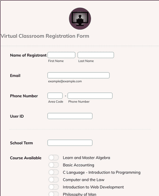 Virtual Classroom Registration Form