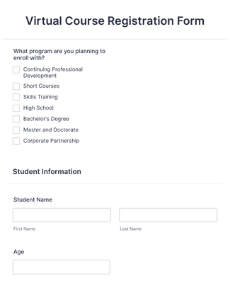 Form Templates: Virtual Course Registration Form
