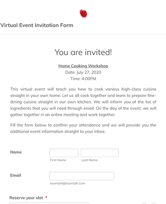 Form Templates: Virtual Event Invitation Form