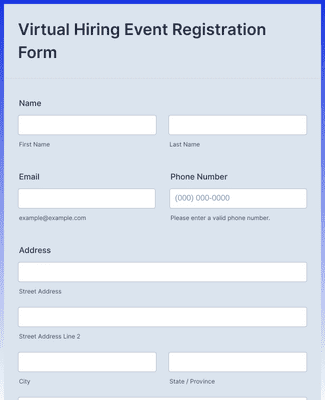 Form Templates: Virtual Hiring Event Registration Form