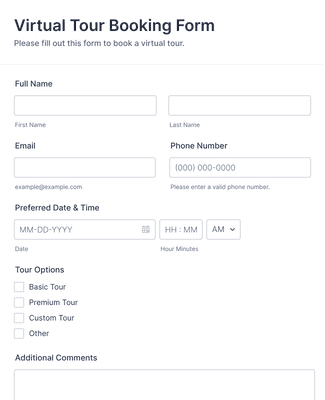 Virtual Tour Booking Form Template | Jotform