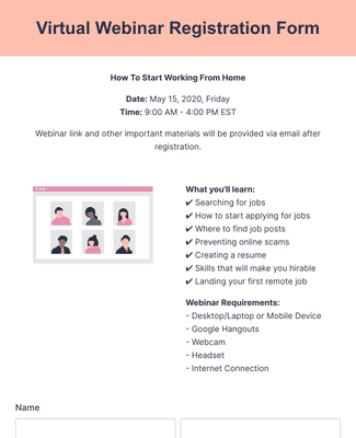 Virtual Happy Hour Registration Form Template | Jotform