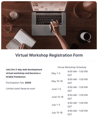Class/Workshop Proposal Form Template | Jotform