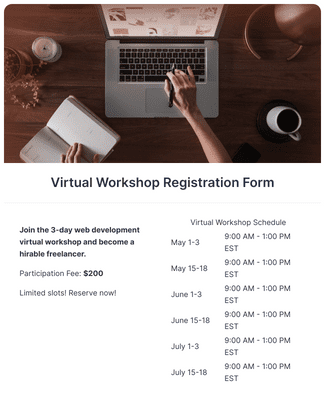 Virtual Workshop Registration Form