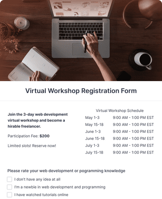 Form Templates: Virtual Workshop Registration Form