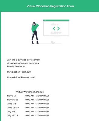 Responsive Workshop Registration Form Template | Jotform