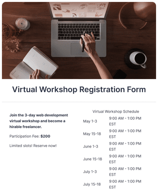 Virtual Workshop Registration Form