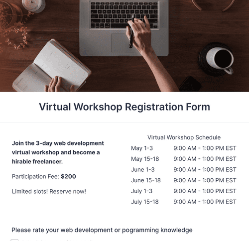 Workshop Registration Form Template | Jotform